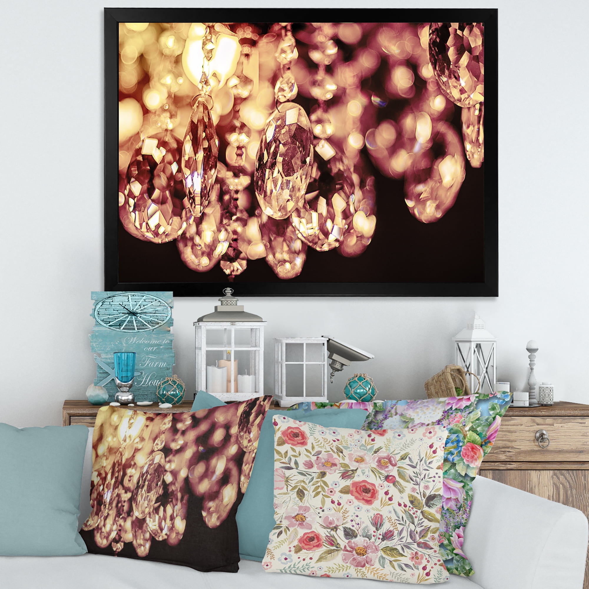 Designart 'Chandelier With Chrystak Hanging' Modern Framed Art Print
