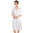 thumbnail image 2 of Bata de baño lisa de color liso para mujer, cárdigan largo de satén de primavera y otoño, suéter de lana, vestido de mañana para dama de honor y novia, 2 of 6