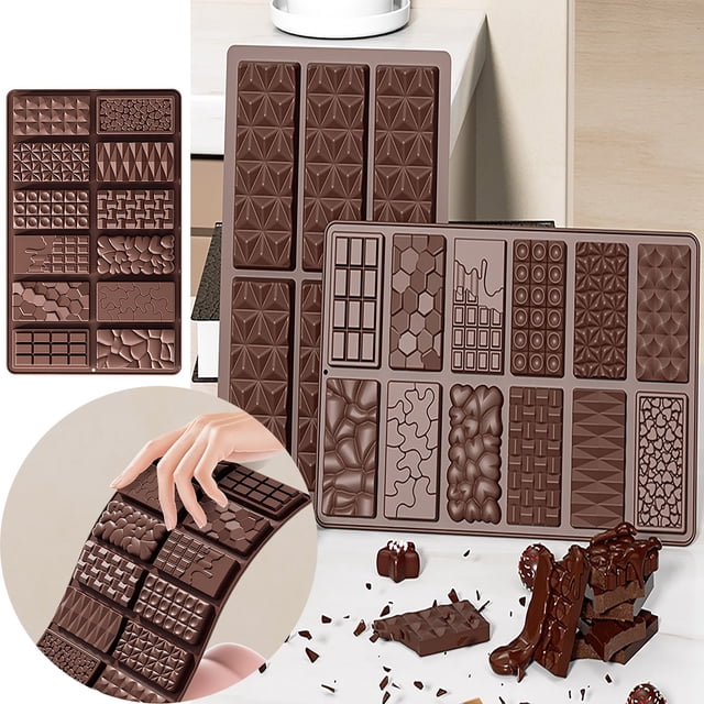 WIFKLSIIPG Chocolate Food Grade Thick Silicone Baking Mould with Assorted Shapes for DIY Kitchen.(Brown)