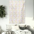 thumbnail image 3 of Yellow and Blue Tapestry, Vertical Thin Stripes with Little Flowers and Colorful Tulips, Wall Hanging for Bedroom Living Room Dorm Decor, 40W X 60L Inches, Pink Yellow Pale Blue, by Ambesonne, 3 of 5