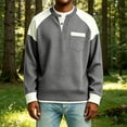 thumbnail image 6 of Stamzod Men's Crewneck Sweatshirt Spring Fall Color Block Button-Up Sweat Shirt Long Sleeve Knit Waffle Sweatshirts with Pocket Gray XXXL, 6 of 6