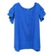 thumbnail image 3 of Camisetas para mujer,Blusa corta con mangas de encaje para mujer, cuello redondo, manga corta, camisa informal de poliéster, corte holgado para uso diario, sopatenor, 3 of 4