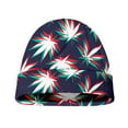 thumbnail image 4 of Trippy Hemp Leaves Reggae Pattern Print Beanie Hat, 420 Cannabis Marijuana Stoner Cuffed Beanie For Men Women, 4 of 6