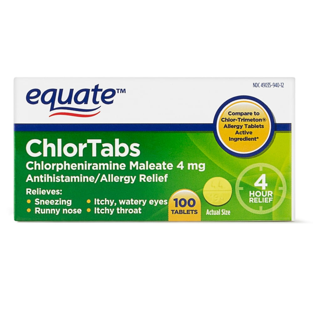 Equate Allergy Relief ChlorTabs Antihistamine Tablets Chlorpheniramine