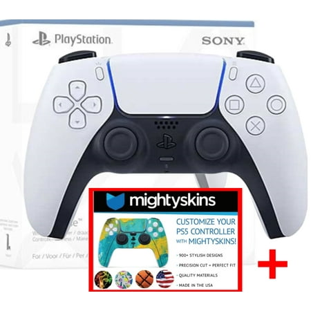 Sony PlayStation 5 PS5 DualSense Wireless Controller White w/ Mightyskins Custom Skin Code Voucher - Bundle