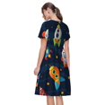 thumbnail image 6 of Spring Summer Dresses for Women 2025 - Spaceships And Stars Wedding Guest Dresses, Beach Vacation Clothes, Hawaiian Sundresses Casual Short Sleeve Dress for Women with Pockets, 6 of 7