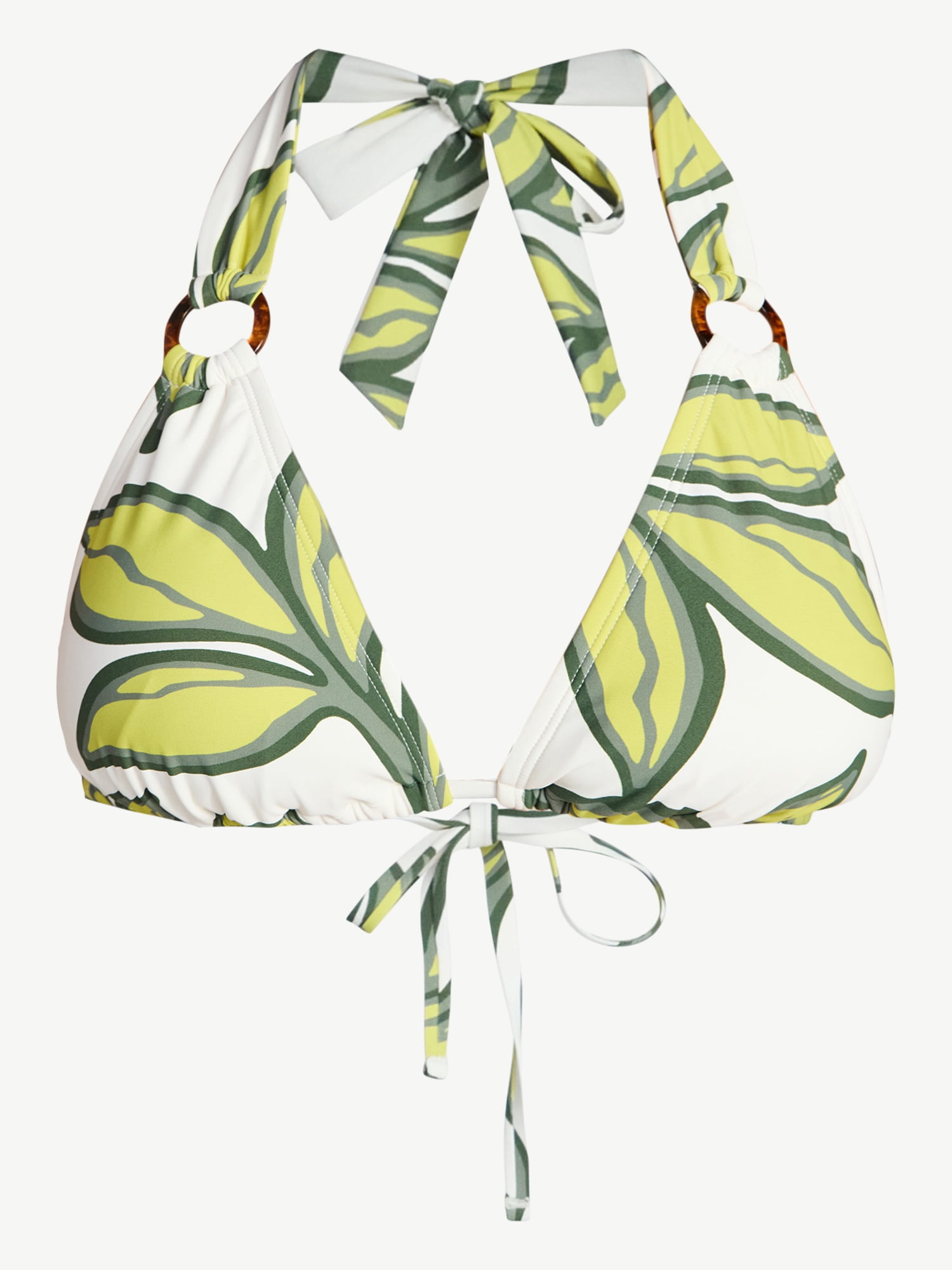 Time and Tru Women's Triangle Bikini Top with Rings, Sizes XS-XL