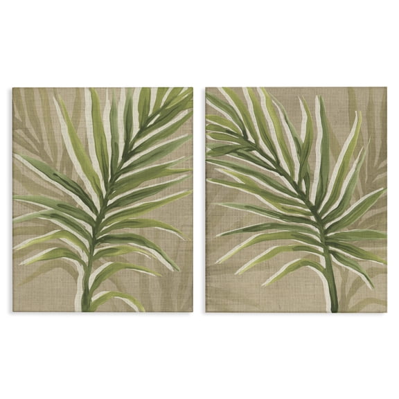 Stupell Industries Natural Palm Leaves Floral Painting Wrapped Canvas Canvas Art Print Wall Art, 16 x 20, Set of 2