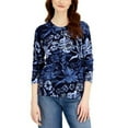 thumbnail image 3 of Karen Scott Womens Malibu Escape Floral Button Cardigan Intrepid Blue Combo M, 3 of 3