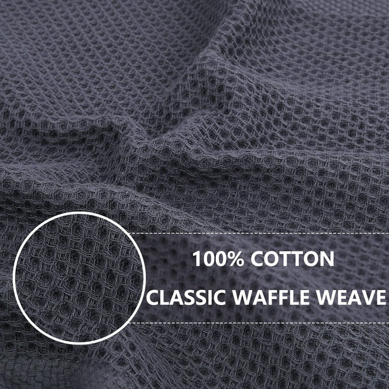 Smiry 100% Cotton Waffle Weave Kitchen Dish Cloths, Ultra Soft Absorbent  Quick Drying Dish Towels, 12x12 Inches, 6-Pack, Dark Grey 
