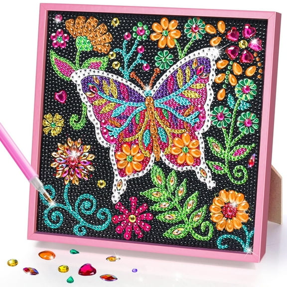 Diamond Art Kits for 4 5 6 7 8 Kids Crafts for Girls 8-12 Diamond Art Painting with Wooden Frame Arts and Crafts for Kids Ages 4-10 Art Supplies Dots for Adult Beginners Home Wall Decor Gifts