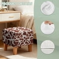 thumbnail image 7 of SCRAWLGOD Cow Print Light Brown Beige Ottoman Slipcover Stretch Square Footstool Slipcover Universal Folding Storage Ottoman Covers for Living Room with Elastic Bottom, 7 of 7