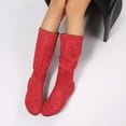thumbnail image 6 of POROPL Womens Boots ,Mid Calf Slouch Boots Round Toe Side Zipper Flat Casual Winter Fashion Shoes, 6 of 9