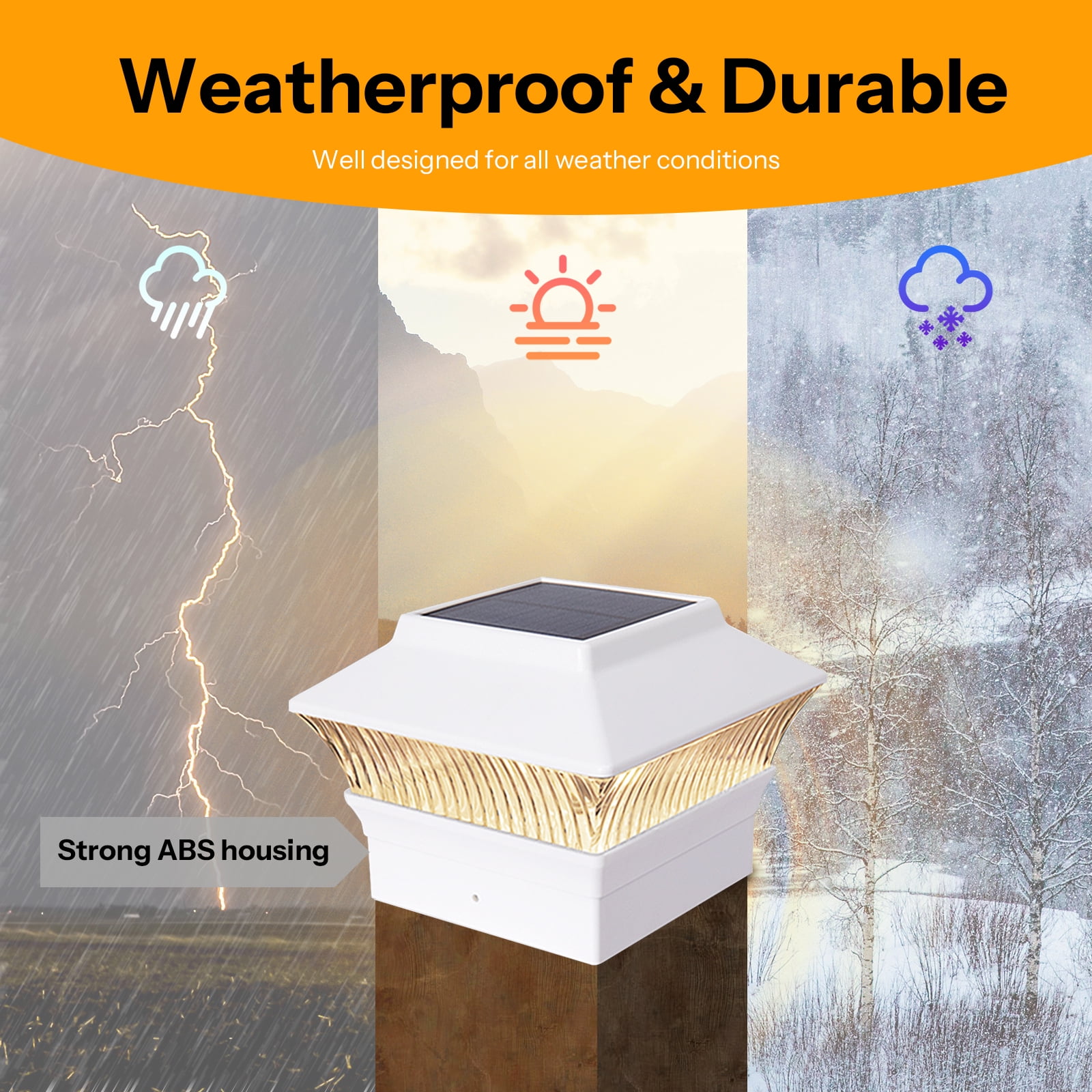 Involux Solar Post Light Outdoor, Waterproof LED Deck Fence Post Cap Light for 4x4 Vinyl Post and Wooden Flat Surface 25 Lumen 3000K Warm White Yard Patio Decoration Light, White 8 Pack IL0108-06