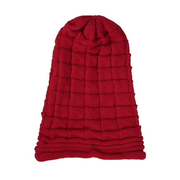 Kripyery Knitted Hat Pleated Slouchy Baggy Solid Color Stretchy Cold Resistant Woolen Yarn Autumn Winter Women Beanie Skull Cap for Outdoor