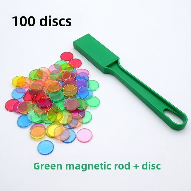 Educational Magnetic Building Set for Kids: 3C-Certified Safe Colorful Green Magnetic Sticks with 100 Round Pieces, Durable Plastic Construction, Includes Guidance Video for Easy Magnetism Learning &