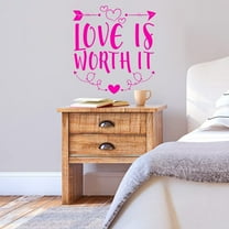 VWAQ Love is Worth It Wall Decal Romantic Wall Decor - 23"H X 23"W HOT PINK
