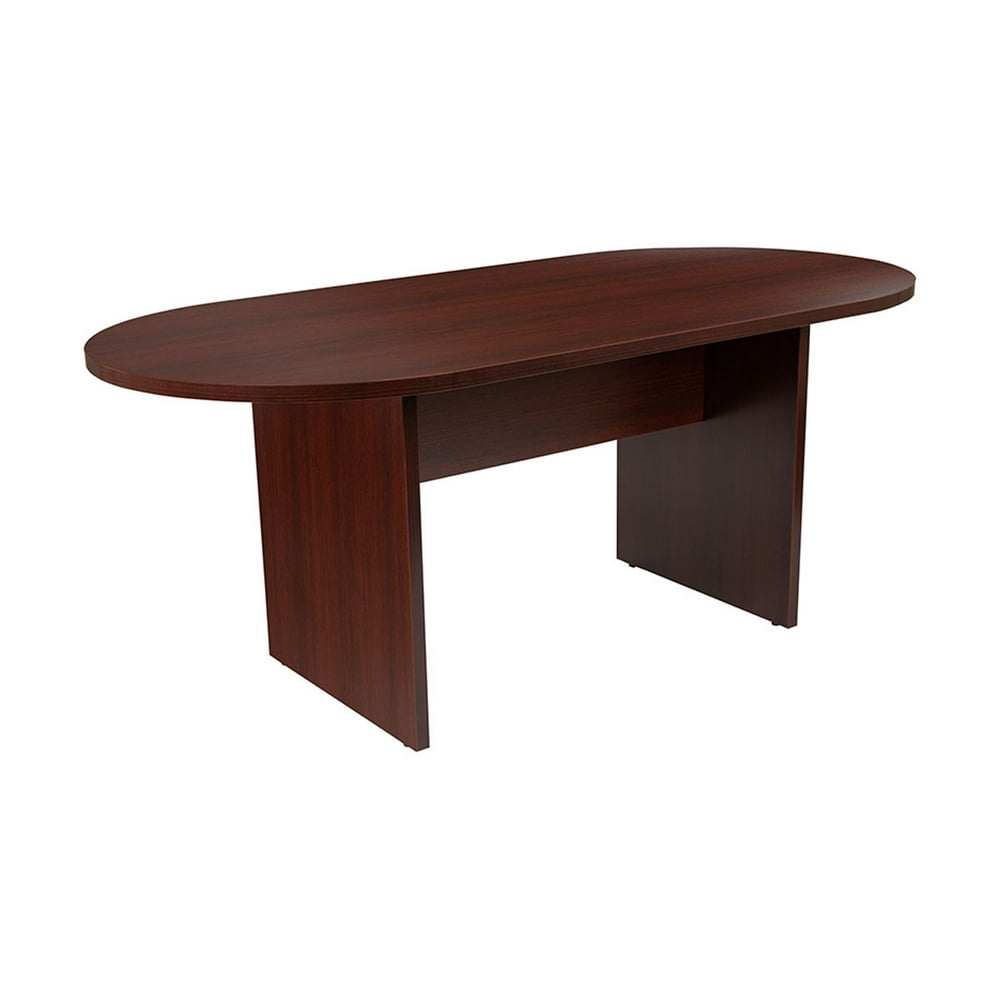 Offex Office 72"L Oval Conference Room Table, Mahogany