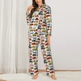 thumbnail image 2 of Pajama Sets for Women 2 Pcs, Transport Button Down Long Sleeve Sleepwear Lounge PJ Sets, 2 of 6
