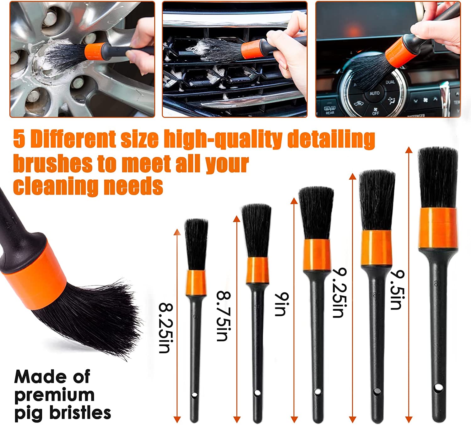 MateAuto Car Detailing Brush Set,20pcs Drill Brush Set,Car Interior Detailing Kit & Car Wash Kit with Boar Hair Detail Brush and Cleaning Gel for
