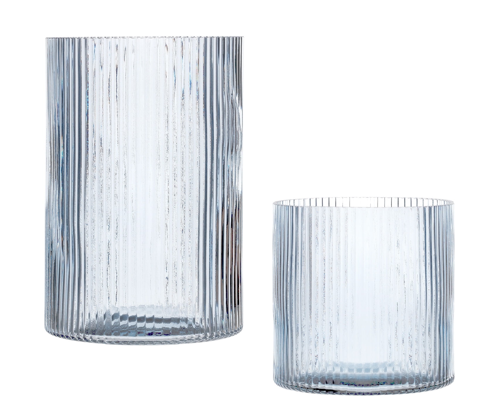 Better Homes & Gardens Blue Glass Ribbed Hurricane Candleholder, 8", Large, Living Room