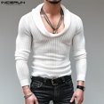 thumbnail image 5 of INCERUN Tops 2024 Camisetas de estilo americano de moda para hombre con cuello en U profundo y diseño de pila, camisetas casuales de manga larga sólidas S-5XL, 5 of 5