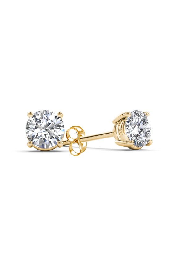 14Kt Yellow Gold 0.40 Ct Genuine Natural Diamond Round Stud Earrings