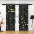 thumbnail image 3 of Lfeey Blackout Curtains for Children's Room, Black Gold Wave Stone Foil Print, 52 Inches Wide, 2 Panels, 3 of 5