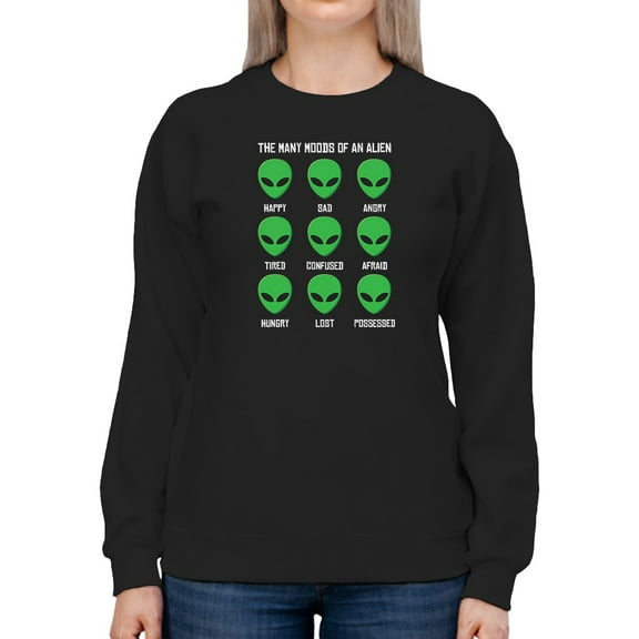 Funny Alien Moods Sweatshirt Women -GoatDeals Designs, Female Large