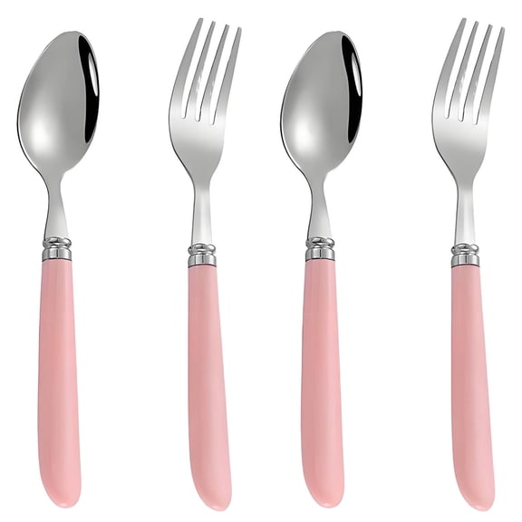 BPPEG 2026 New 4Pcs Toddler Fork and Spoon Set,Versatile Set Kids Cutlery Stainless Steel Set,Travel Hiking Kids Spoon Fork Set,Pink for Kids' Meals, Travel, Outdoor Dining, Picnics.