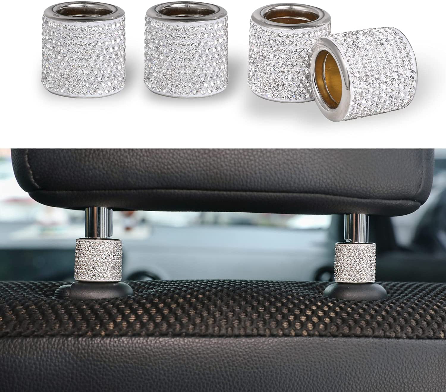 Crystal Car Seat Headrest Collar Decor Accessories Rhinestone Bling Car Interior 
