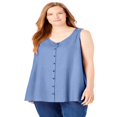 thumbnail image 1 of CHOK Women‘s Plus Size Button-Front Linen Tank - 22/24  Natural Khaki Stripe, 1 of 5