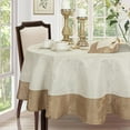 thumbnail image 6 of Newbridge Valencia Two Tone Bordered Damask Fabric Tablecloth, Wrinkle and Stain Resistant Dining Room, Party and Banquet Tablecloth, 60” Wide x 102” Oval, Antique Ivory/Gold, 6 of 7