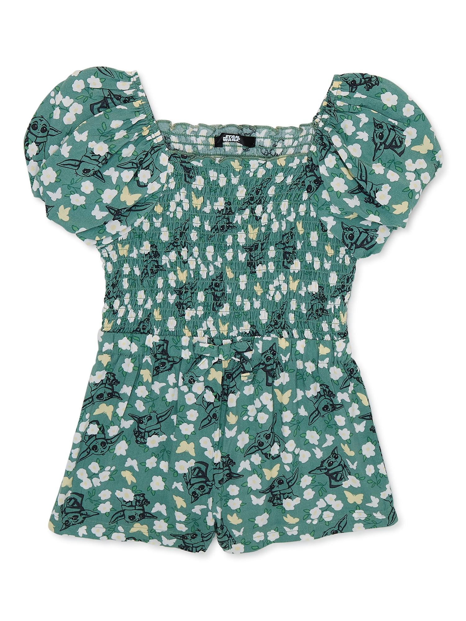 Star Wars Toddler Girls Printed Baby Yoda Romper, Sizes 18M-5T
