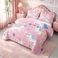 thumbnail image 3 of Manfei Cartoon Unicorn Flowers Twin Quilt Set 2 Pieces,Cute Animal Twin Coverlet Set,1 Bedspread and 1 Pillowcase, 3 of 7