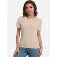 thumbnail image 6 of Womens Scoop Neck T Shirts Basic Ribbed Tees Fitted Tshirt Plain Short Sleeve Tops Casual, 6 of 6