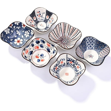 

FRCOLOR 6pcs Soy Sauce Plate Vinegar Dish Ceramic Vintage Style Mustard Seasoning Dish