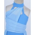 thumbnail image 6 of vastwit Kids Girls Halter Neck Ballet Leotard with Tulle Skirt Lyrical Figure Skating Dress Ballerina Dancewear Light Blue 14, 6 of 7