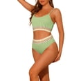 thumbnail image 4 of NOMADIC NOOK Women's Ribbed Bikini Combination Sets Two Pieces Adjustable Spaghetti Straps Swimsuit Swimwear X-Large Black, Light Green, 4 of 5