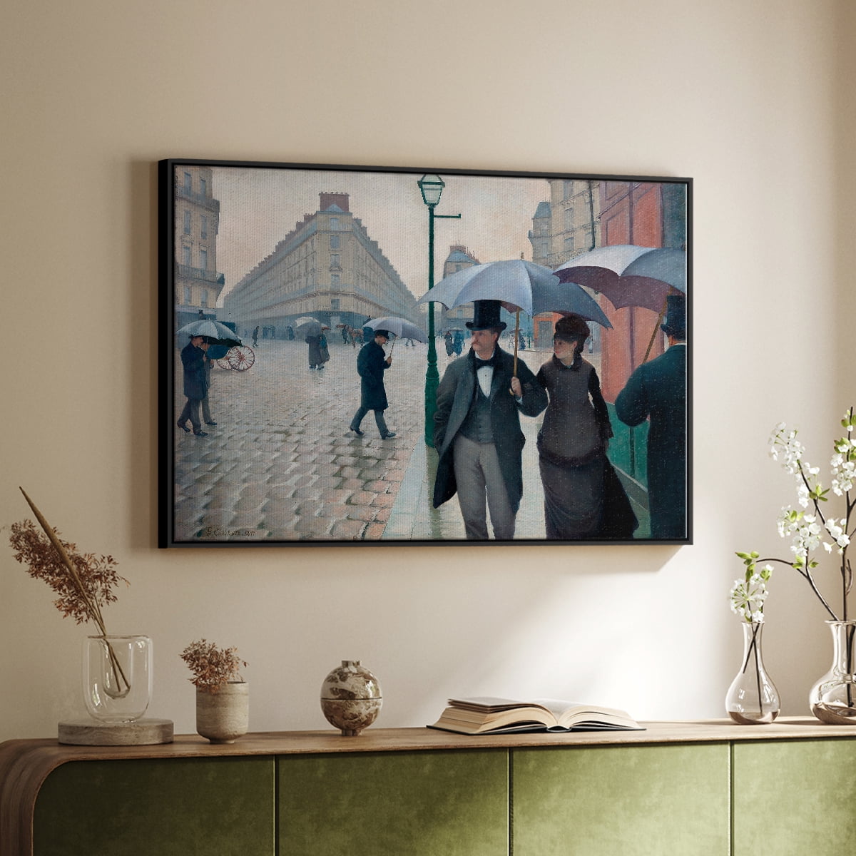 Vintage Landscape-CCXCIV By Wexford Home Framed in Black Wood Gallery Wrapped Canvas 27 in. x 41 in.
