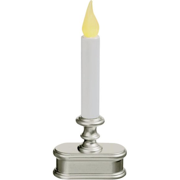XODUS Innovations FPC1221P Battery Operated LED Dusk to Dawn Window Candle with Realistic Amber Flame, Pewter