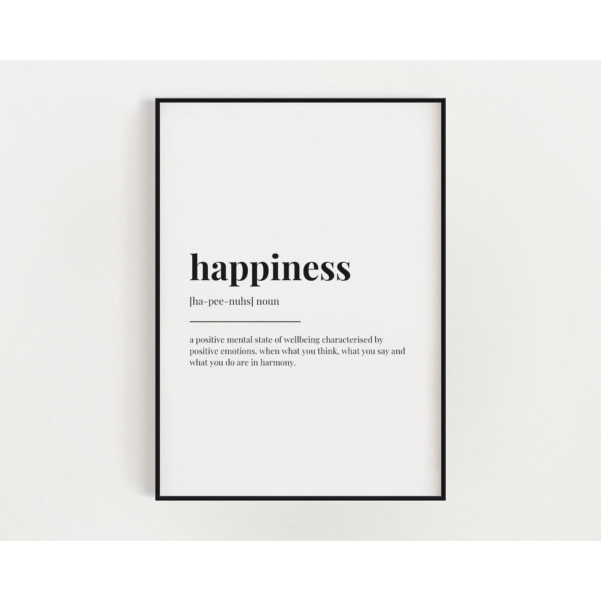Happiness Definition Wall Art Prints Positivity Postive Quote Motivational Home And Office Decor