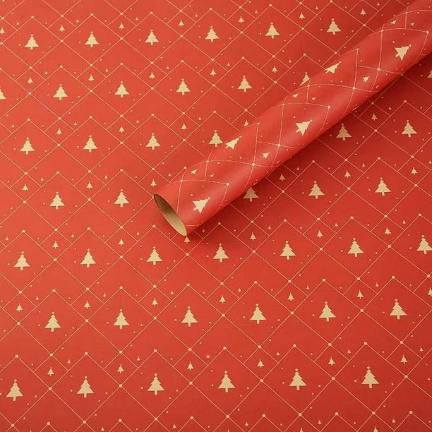 Xiao Hua Flores, regalos, decoraciones para cajas de regalo, regalos, papel para envolver flores, (papel para envolver árboles de Navidad rojo grueso, 74 * 50 cm, rojo)