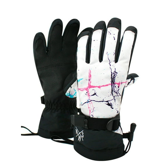 SEARIPE Men and Women Unisex Ski Gloves Waterproof Touchscreen Winter Warm Snow Mittens for Skiing Snowboarding and Outdoor Sports Colored Marble M