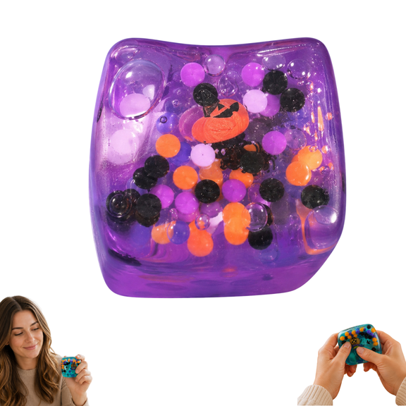 Ice Cube Fidget Toy for All Ages: 1 Pcs 2.17" Sensory Squeeze Fidget Toys, Square Stress Balls, Classroom Prizes, Anxiety Relief Stress Cube Gift for Halloween