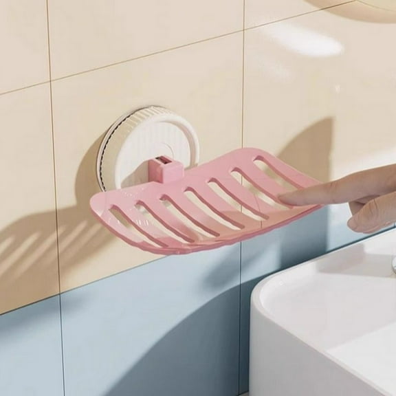 5pcs Soap Dish for Shower , Wall Mounted Bar Soap Holder Suction Cup Self Draining Soap Case Sponge Holder for Shower Bathroom, Tub and Kitchen Sink, Drill-Free Tray