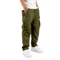 thumbnail image 2 of Angala Little Boys Cargo Pants Straight Leg With Pockets Fall Casual Boys Baggy Trousers Size 5-6 Years Army Green, 2 of 8