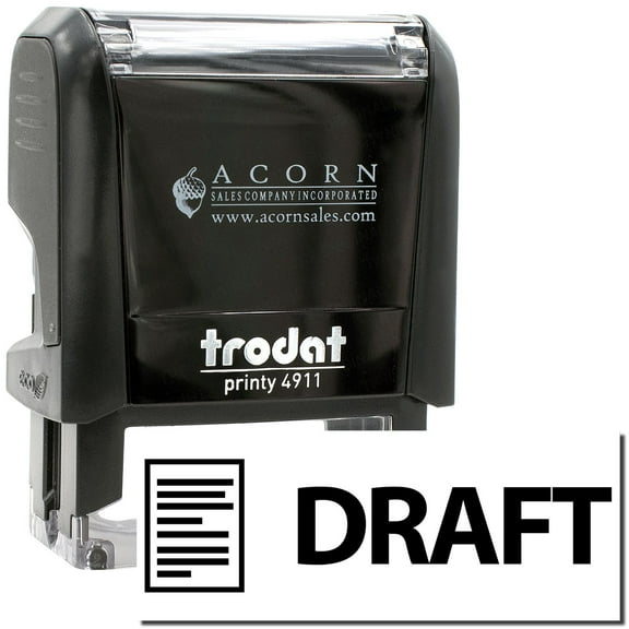 Self-Inking Draft with Letter Stamp, Trodat Printy 4911, Press and Print Stamping, Impression Size 5/8" x 1-1/2", Up to 10,000 Impressions - Black Ink