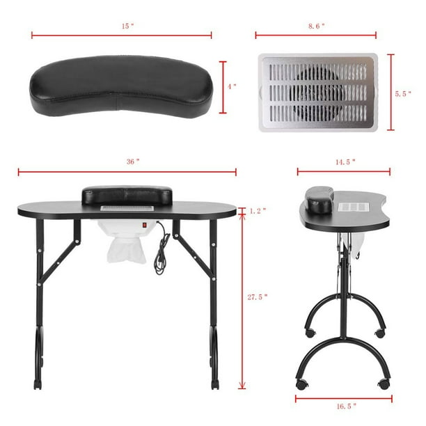 LEIBOU Table professionnelle de manucure portable et pliable - 99