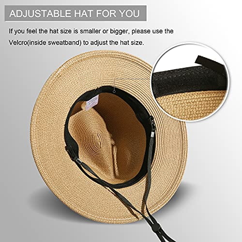 Lanzom Cappello da donna a tesa larga Panama arrotolabile Fedora Beach Sun Hat UPF50+ 